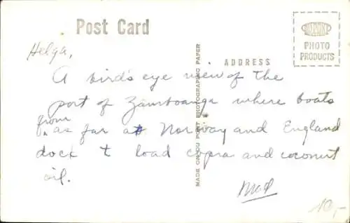 Ak Zamboanga City Philippinen, Gesamtansicht, Pier, Dampfer