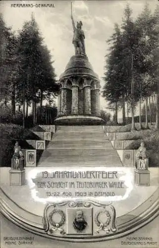 Ak Detmold am Teutoburger Wald, Hermannsdenkmal, 19. Jahrhundertfeier 1909