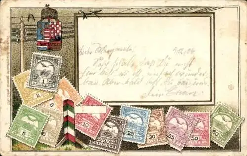 Briefmarken Präge Ak Ungarn, Wappen