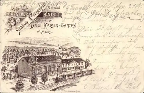 Litho Cronenfeld Cronenberg Wuppertal in Nordrhein Westfalen, Bahnhof, Festsaal Deutscher Kaiser