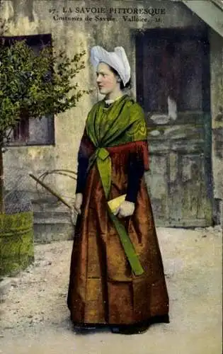 Ak Costumes de Savoie, Frau in französischer Tracht, Costume de Valloire