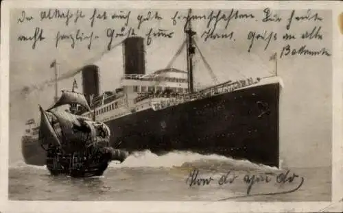 Ak Dampfer Columbus, Segelschiff, NDL