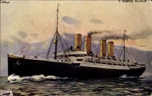 Künstler Ak Dampfer Kronprinz Wilhelm, Norddeutscher Lloyd Bremen