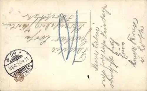 Ak Frohe Ostern, junge Frau mit einem Korb voller Ostereier, Weidenkätzchen, coloriert