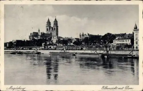 Ak Magdeburg an der Elbe, Elbe, Schiffe, Dom
