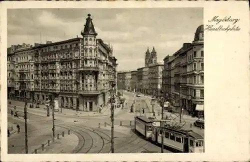 Ak Magdeburg an der Elbe, Hasselbachplatz, Straßenbahn