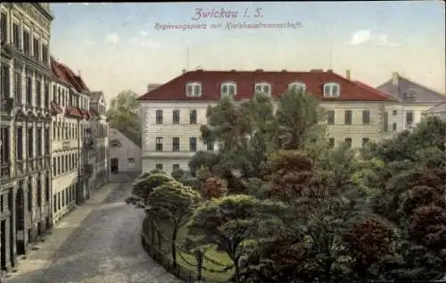 Ak Zwickau in Sachsen, Regierungsplatz mit Kreishauptmannschaft