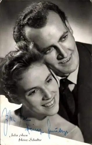 Ak Sängerin Julia Axen und Sänger Heinz Schultze, Portrait, Autogramm