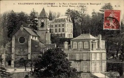 Ak Villeneuve Saint Georges Val de Marne, Le Parc et l'ancien Château de Beauregard
