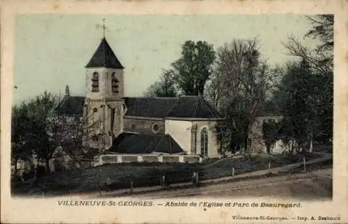 Ak Villeneuve Saint Georges Val de Marne, Kirche, Park Beauregard