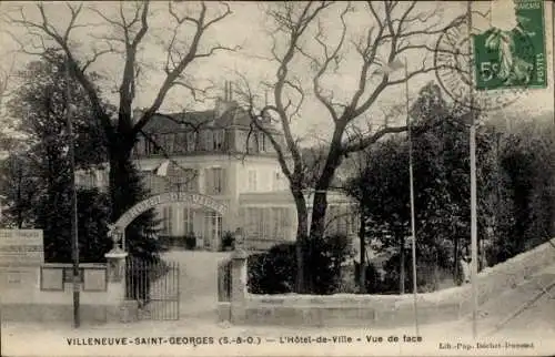 Ak Villeneuve Saint Georges Val de Marne, Rathaus, Vue de face