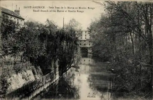 Ak Saint Maurice Val-de-Marne, kleiner Arm der Marne, Moulin Rouge