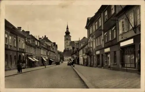 Ak Mimoň Niemes Region Reichenberg, Straßenpartie