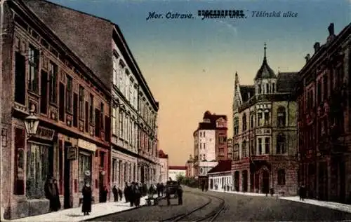 Ak Moravská Ostrava Mährisch Ostrau Region Mährisch Schlesien, Altstadtstraße mit historischen...