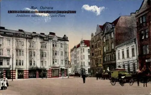 Ak Ostrava Ostrau Reg. Mährisch Schlesien, Jiraskovo namesti, Strassmannska Pivnice, Jirasek Platz