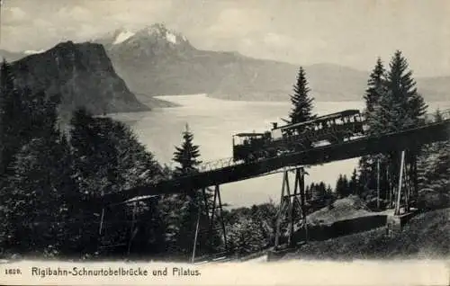 Ak Rigi Kanton Schwyz, Rigibahn, Schnurtobelbrücke, Pilatus