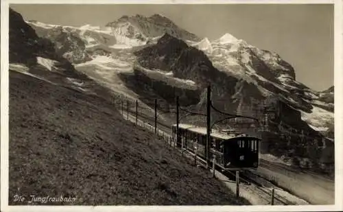 Ak Kanton Bern, Eiger, Mönch, Jungfrau, Mürrenbahn, Die Jungfraubahn, Berglandschaft, historis...