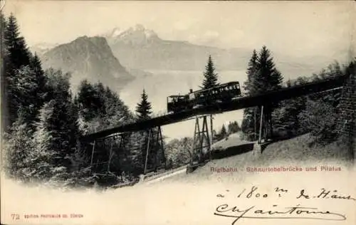 Ak Schweiz, Rigibahn mit Schnurtobelbrücke