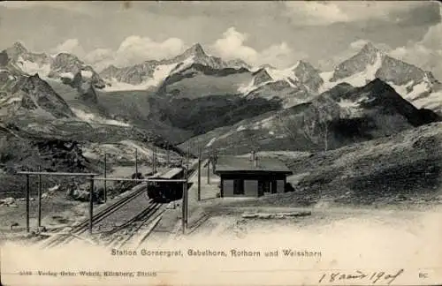 Ak Zermatt Kanton Wallis, Gornergrat, Gabelhorn, Rothorn und Weisshorn