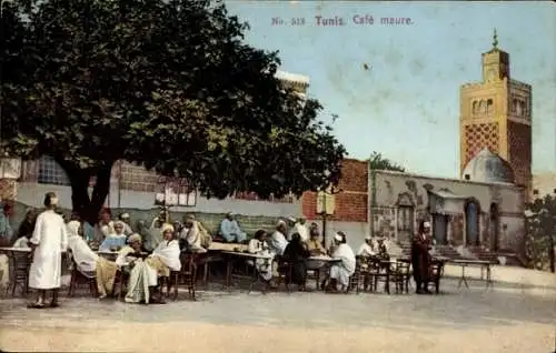 Ak Tunis Tunesien, maurisches Café, Lehnert & Landrock No. 513