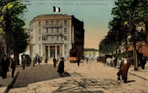 Ak Tunis Tunesien, Rue de Rome, Societe Generale
