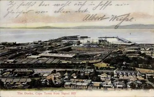 Ak Cape Town Kapstadt Südafrika, Totale vom Hafen