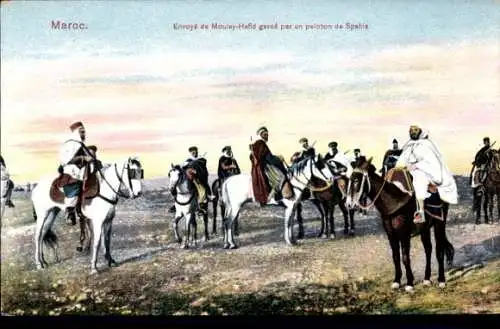 Ak Envoye de Moulay Idris garde par un peloton de Spahis, Reiter, Araber, Maghreb