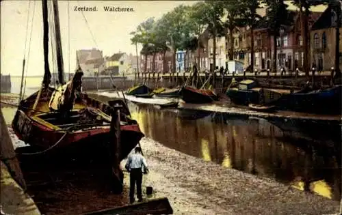 Ak Walcheren Zeeland, Hafenbild
