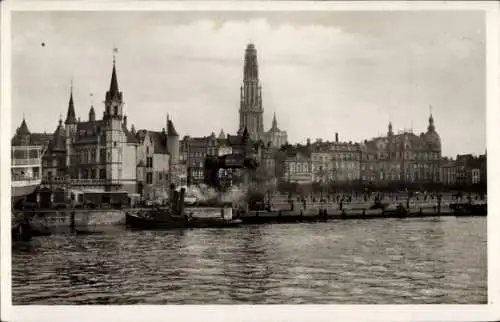 Ak Anvers Antwerpen Flandern, Teilansicht vom Wasser aus