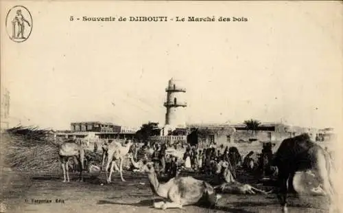 Ak Dschibuti Djibouti, Le Marché des bois, chameaux, tour