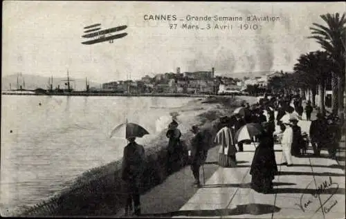 Ak Cannes Alpes Maritimes, Grande Semaine d'Aviation 1910, Flugzeug