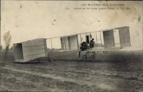 CPA Les Maitres de l'aviation, biplan systéme Voisin