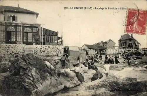 Ak Le Croisic Loire Atlantique, Strandansicht, Felsen, Urlauber,  