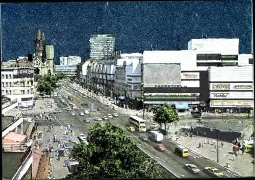 Ak Berlin Charlottenburg, Kurfürstendamm, Café Kranzler, Kaiser-Wilhelm-Gedächtniskirche
