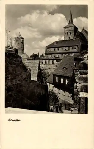 Ak Bautzen in der Oberlausitz, Blick auf Facherplom, Stadtmauer, Türme,  Gebäude