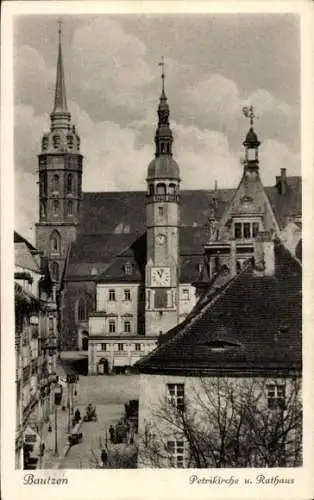 Ak Bautzen in der Oberlausitz,  Petrikirche, Rathaus, schöne Architektur,  Gebäude