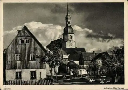 Ak Crostwitz in der Oberlausitz, Teilansicht, Kirche, Fotograf Max Nowak