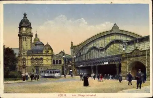 Ak Köln am Rhein, Partie am Hauptbahnhof, Straßenbahn