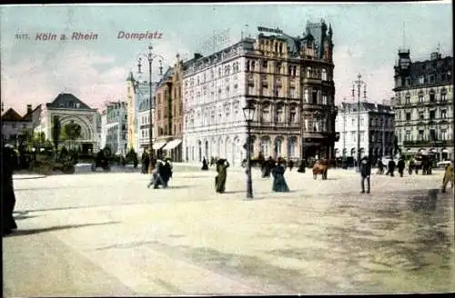 Ak Köln am Rhein, Domplatz,  Architektur, Personen in Kleidung des frühen 20. Jahrhunderts