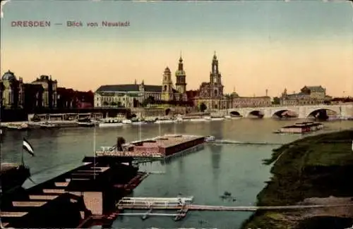 Ak Dresden Altstadt, Blick von der Neustadt