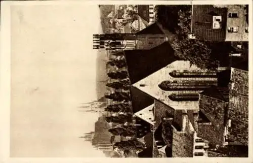 Ak Erfurt in Thüringen, Dachlandschaft, Augustinerkloster, Kirchturm, wartende Platanen