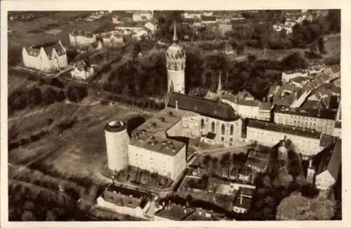 Ak Lutherstadt Wittenberg, Luftbild, Schloßkirche,  Architektur, 1934/35
