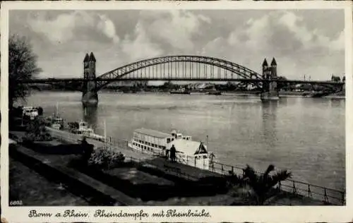 Ak Bonn am Rhein, Rheinbrücke, Rheindampfer