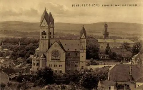 Ak Bad Homburg vor der Höhe Hessen, Erlöserkirche, Schloss