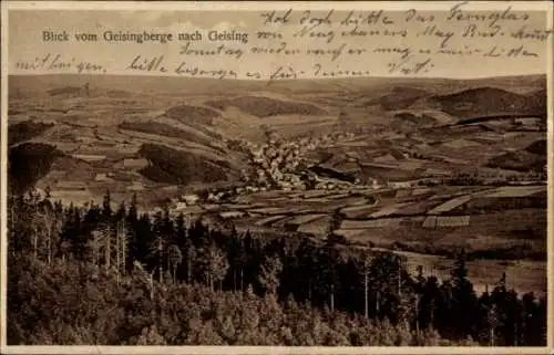 Ak Geising Altenberg im Erzgebirge, Blick vom Geisingberge, Fernglas, Landschaft, Sonntag, Grüße