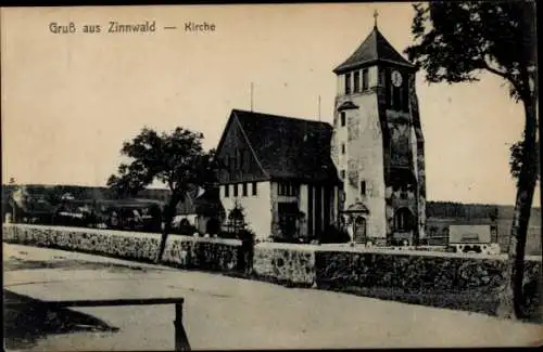 Ak Zinnwald Georgenfeld Altenberg im Erzgebirge, Blick auf die Kirche 