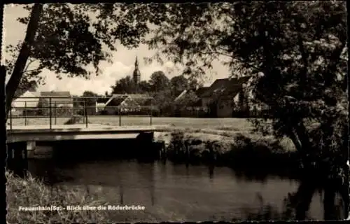 Ak Frauenhain Röderaue Sachsen, Blick über die Röderbrücke