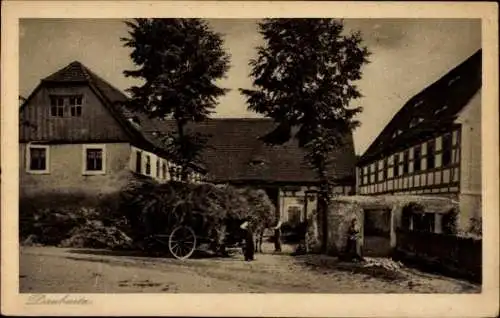 Ak Daubnitz Lommatzsch Sachsen, Dorfpartie, Heuwagen