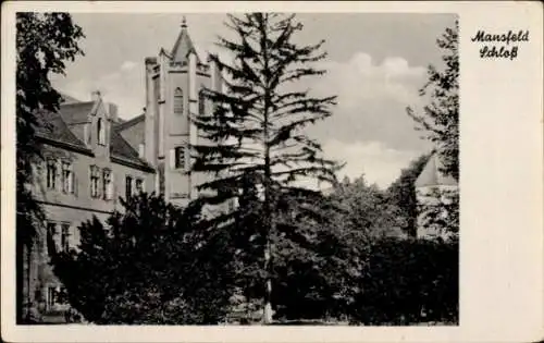 Ak Mansfeld im Harzvorland, Schloss  Baum, s Gebäude, schöner Himmel