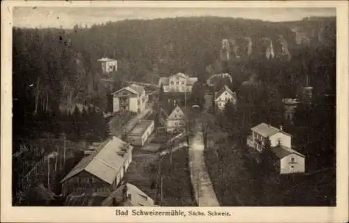 Ak Bad Schweizermühle Rosenthal Bielatal in Sachsen, Panoramablick auf  Wälder, Häuser